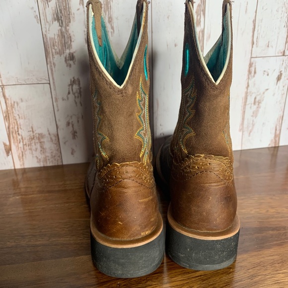 Ariat Leather Cowboy Boots Size 6.5 Teal Brown - Picture 4 of 7